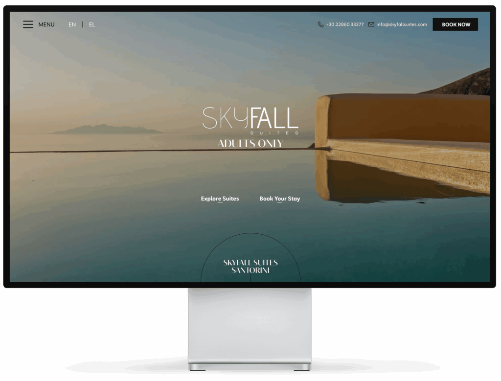 Hotel website με έμφαση στις απευθείας κρατήσεις – Skyfall Suites
